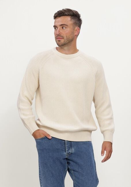 SELECTED MEN Pull SLMBRAUN KNIT RIB CREW NECK NOOS en beige - large