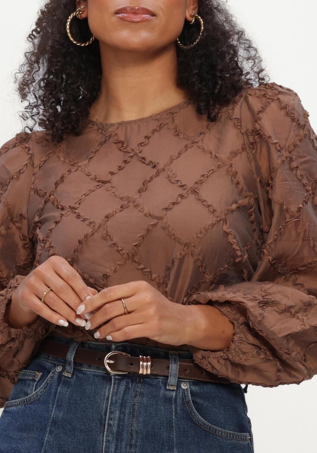 OBJECT OBJLUISA L/S RE O-NECK Blouses en marron - large