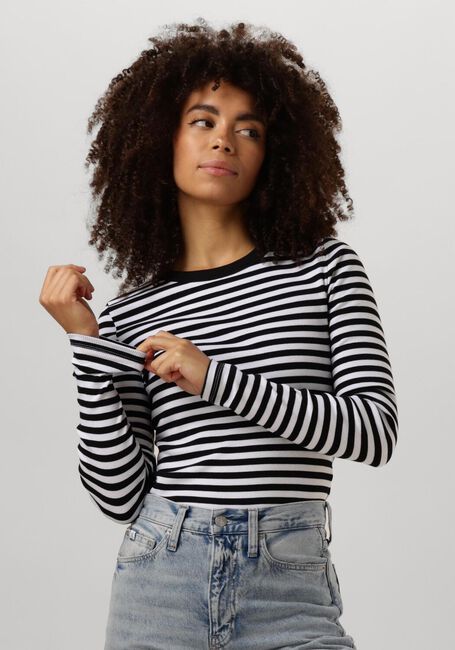 CALVIN KLEIN WOVEN LABEL RIB LONG SLEEVE Hauts & T-shirts en noir - large
