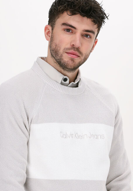 Zand CALVIN KLEIN Trui TEXTURED BLOCKING SWEATER - large