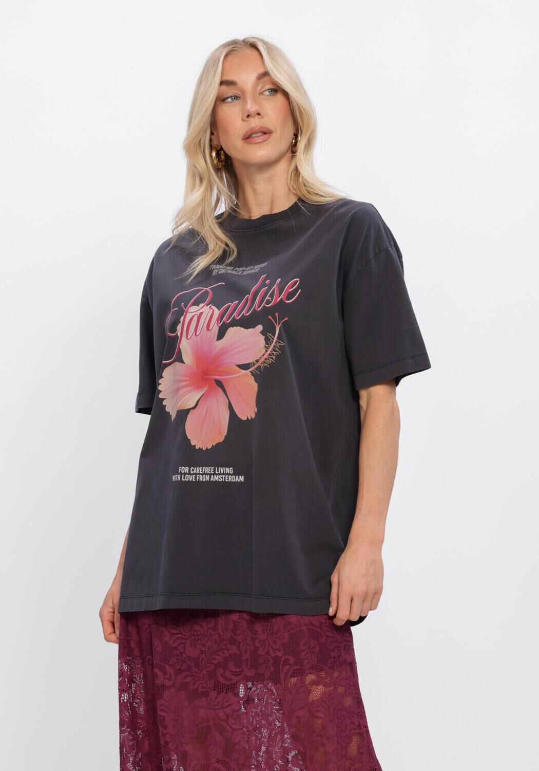 Grijze CATWALK JUNKIE Tops & T-shirts OVERSIZED GRAPHIC T-SHIRT - large