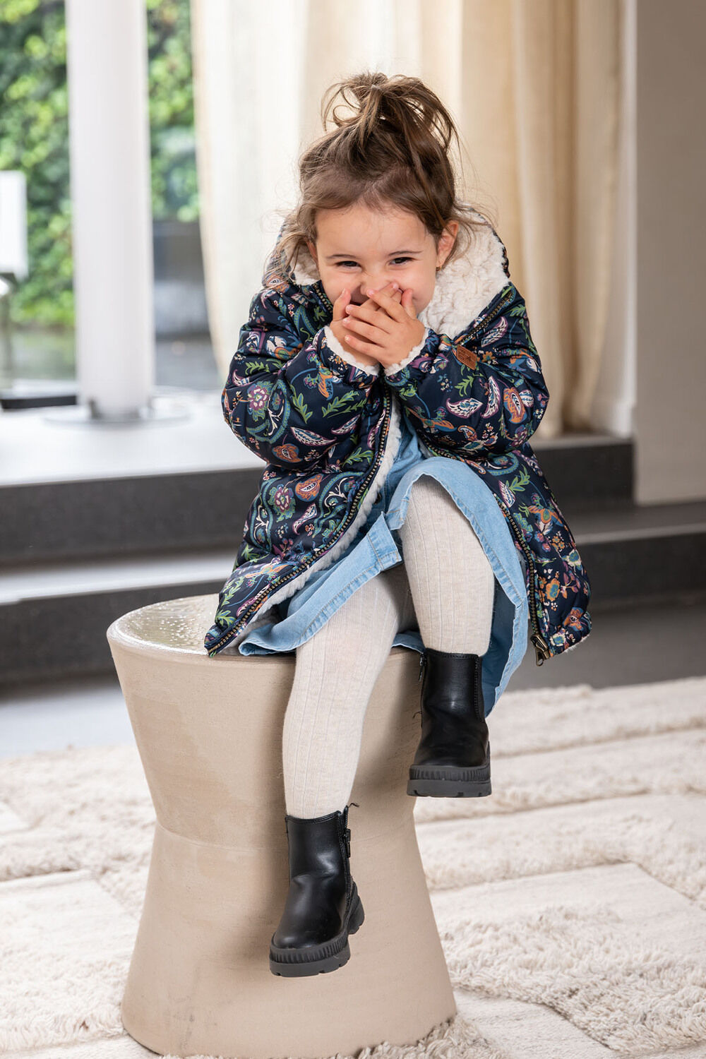 LIKE FLO Vestes d'hiver FLO BABY GIRLS REVERSIBLE HOODED JACKET Bleu fonc&eacute; - large