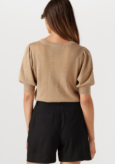 MINUS T-shirt LIVA PUFF SLEEVE METALLIC KNIT PULLOVER en camel - large