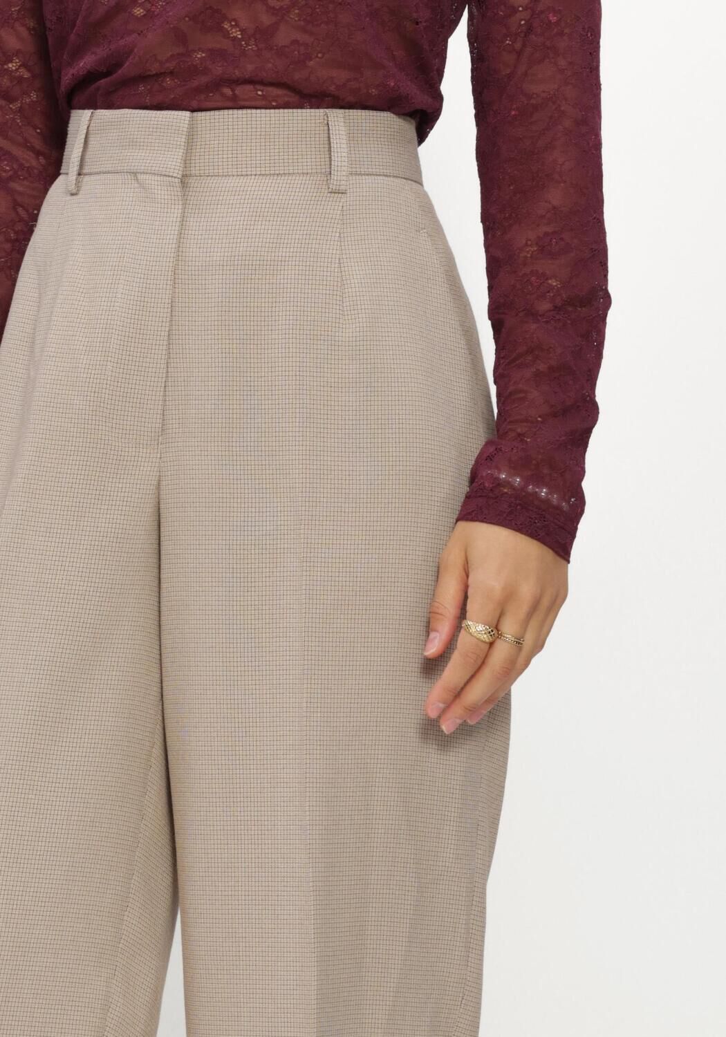 CATWALK JUNKIE Pantalon large CHECK TAPERED TROUSERS en beige - large