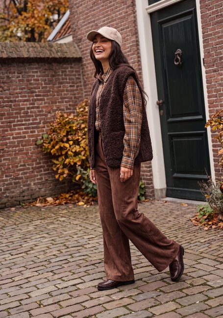 Bruine OBJECT Wijde broek OBJMIYA HW WIDE PANTS - large