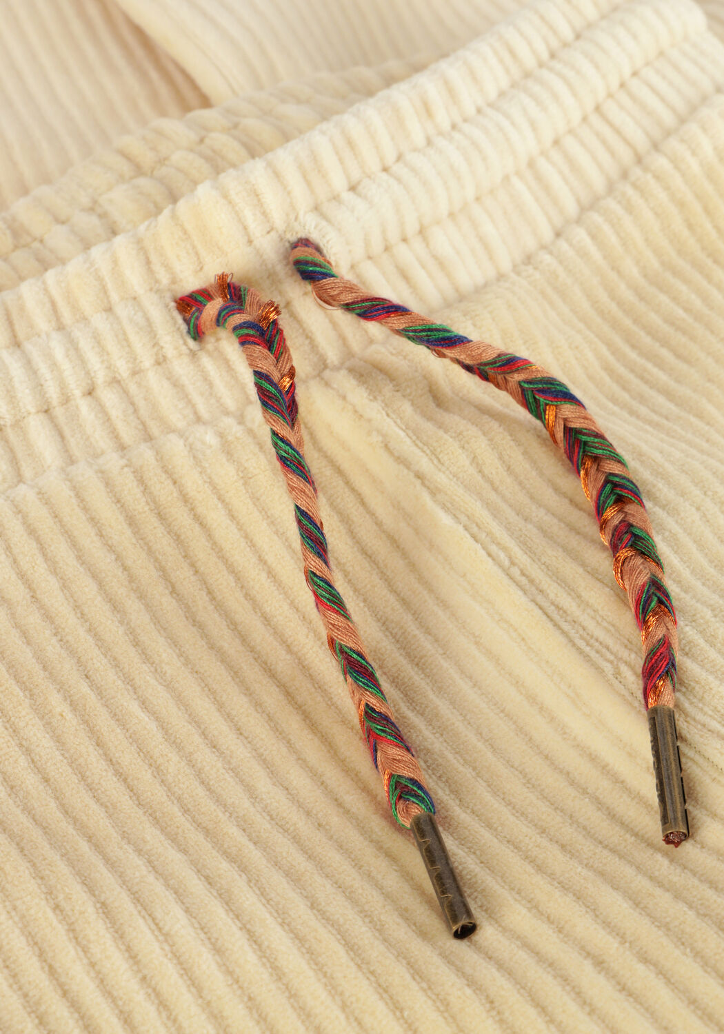 LIKE FLO Pantalon &eacute;vas&eacute; RIB VELOURS FLARED PANTS &Eacute;cru - large