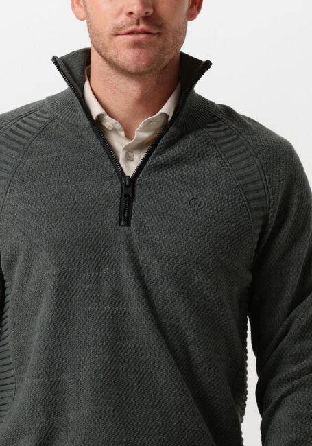CAST IRON Pull HALF ZIP COLLAR COTTON HEATHER PLATED BLEND en vert - large