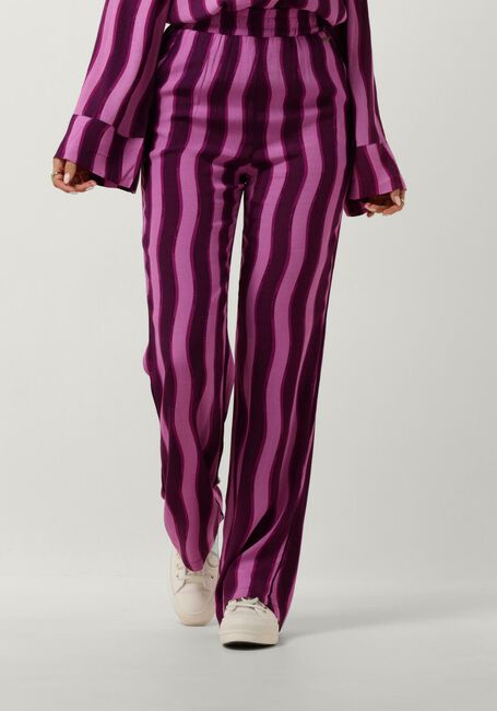 COLOURFUL REBEL Pantalon large MELODY STRIPES STRAIGHT PANTS en violet - large