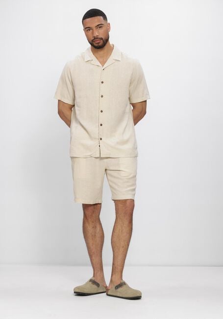 ANERKJENDT Chemise d&eacute;contract&eacute; AKLEO COT-LINNEN-VIS S/S SHIRT en beige - large