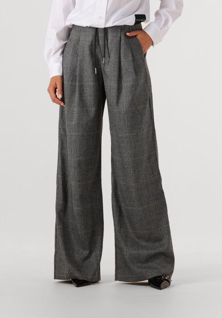 Grijze HAUTE L'AMITIÉ Wijde broek MICHELLE CHECK TAILOR TIE TALL PANTS - large