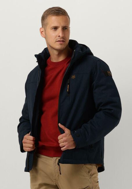 Donkerblauwe PME LEGEND Jassen SEMI LONG JACKET STRATOR ICON 2.0 MELANGE TWILL - large