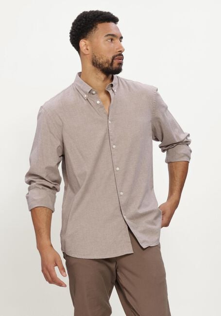 Grijze SELECTED MEN Casual overhemd SLMREGCOLE JAY MELANGE LS SHIRT NOOS - large