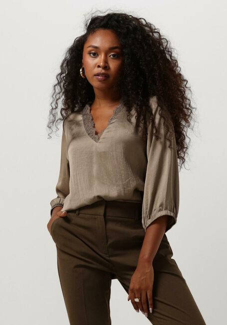 Groene SUMMUM Top LACED V NECK TOP SILKY TOUCH - large
