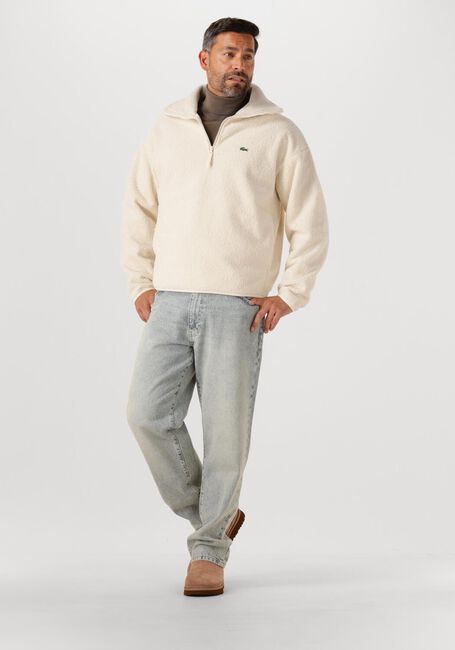 LACOSTE Pull HIGH NECK ZIPPED FLEECE SWEATSHIRT Crème - large