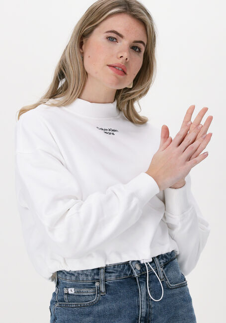 CALVIN KLEIN Chandail STACKED LOGO MOCKNECK SWEATSHIRT en blanc - large