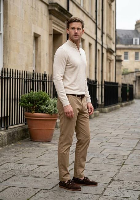 STEFANO LAURAN Pull HALF ZIP ANDERS en beige - large