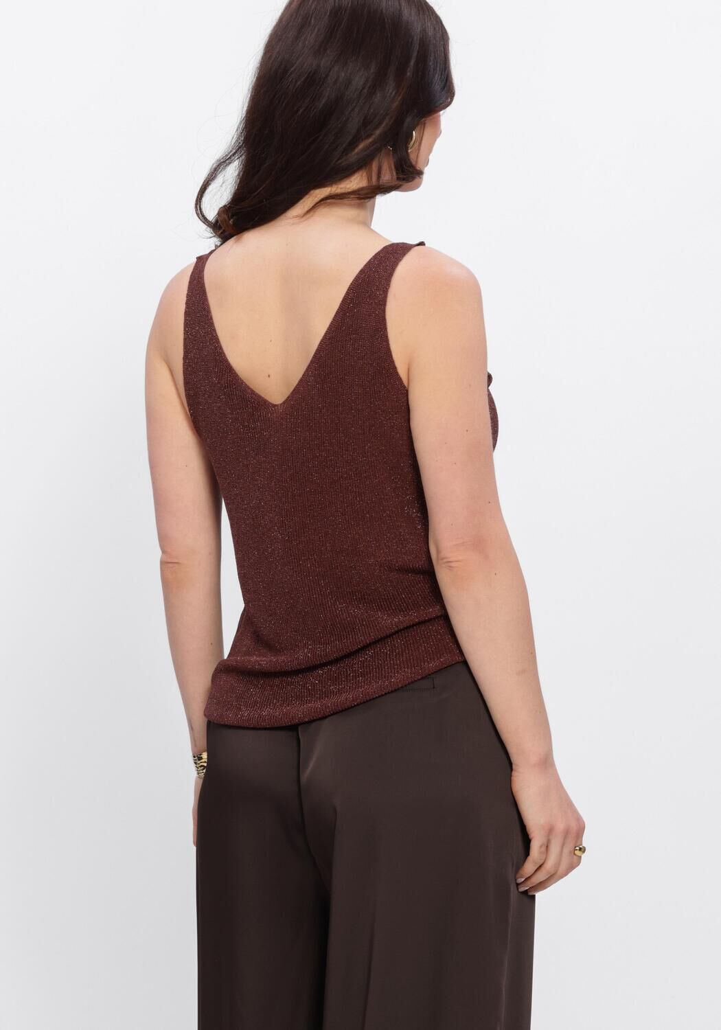 YDENCE Haut KNITTED TOP LUX en marron - large