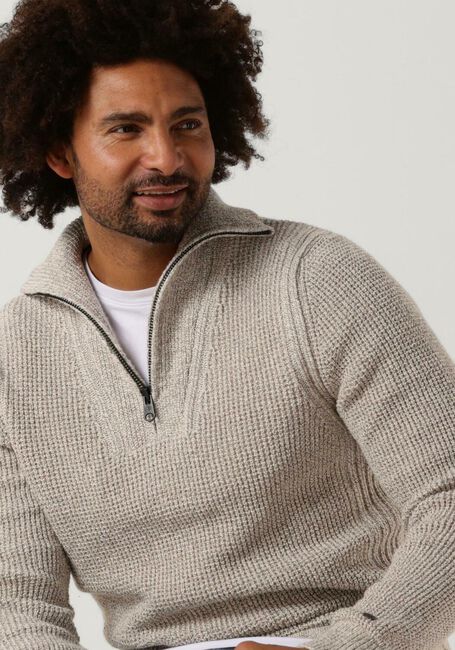 Beige CAST IRON Trui HALF ZIP COLLAR COTTON HALF ZIP - large