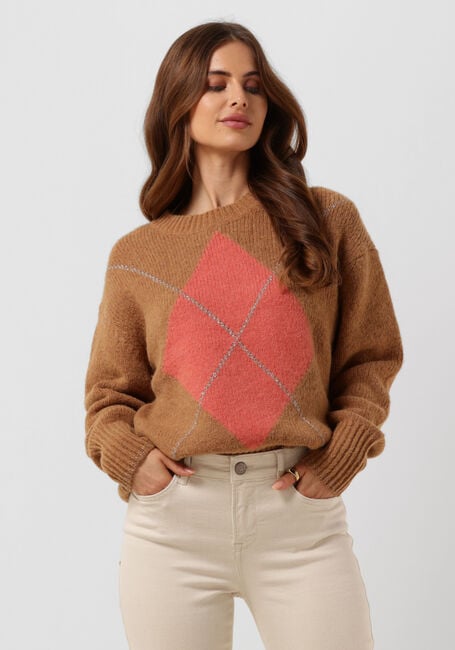 MOS MOSH Pull ZOOM DIAMOND KNIT en camel - large