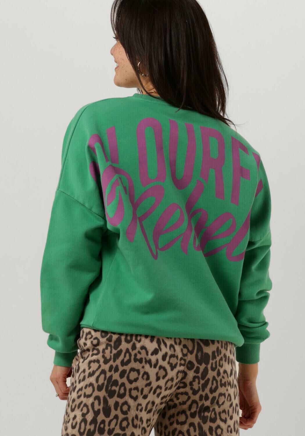 Groene COLOURFUL REBEL Sweater CR BACK LOGO WASH DROPPED SHOULDER SWEAT Omoda