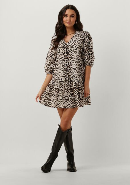 ALIX THE LABEL Mini robe LADIES WOVEN LEOPARD CRISPY BABYDOLL DRESS en marron - large