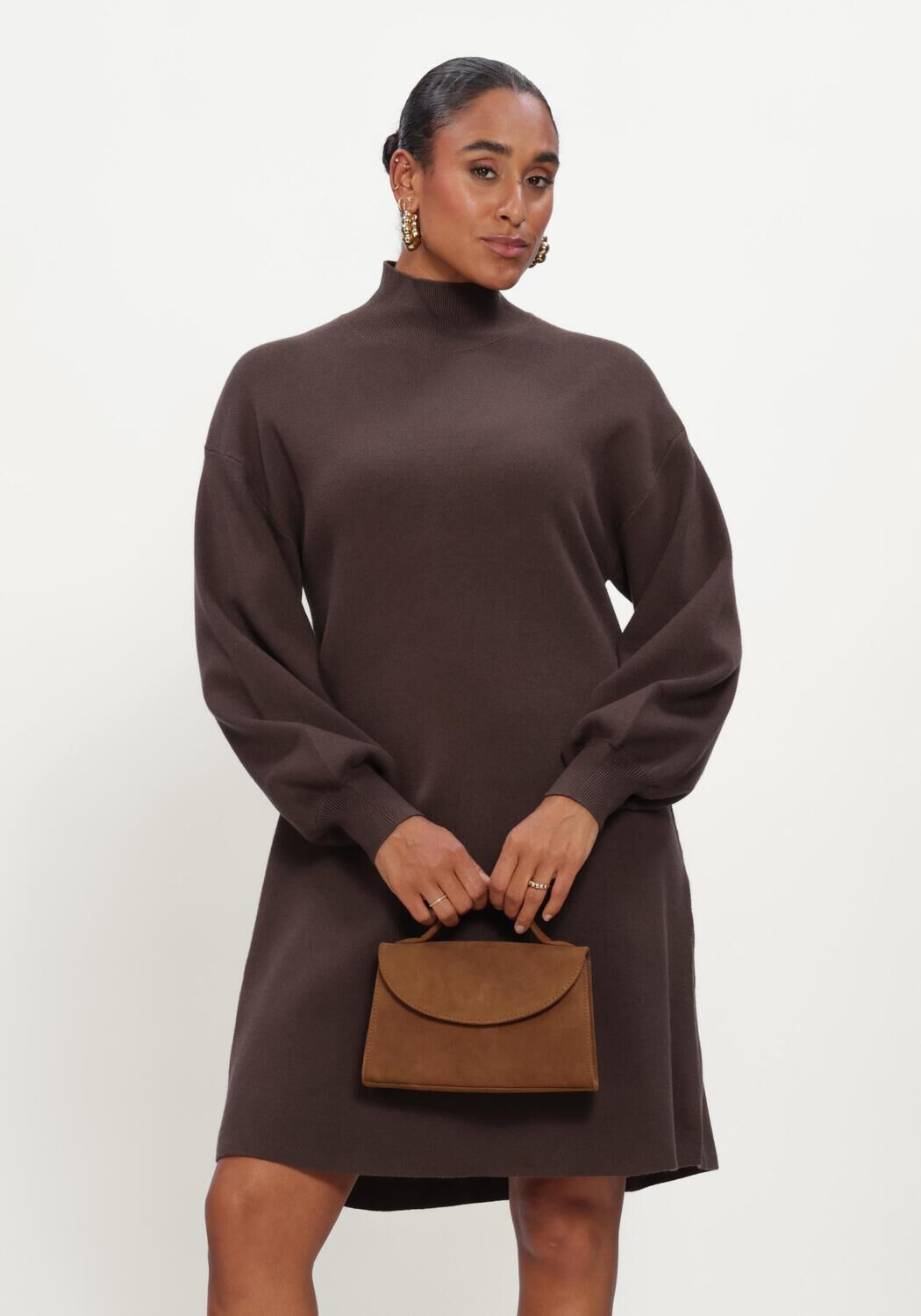 Bruine MSCH COPENHAGEN Midi jurk MSCHMERCY EAST M DRESS - large