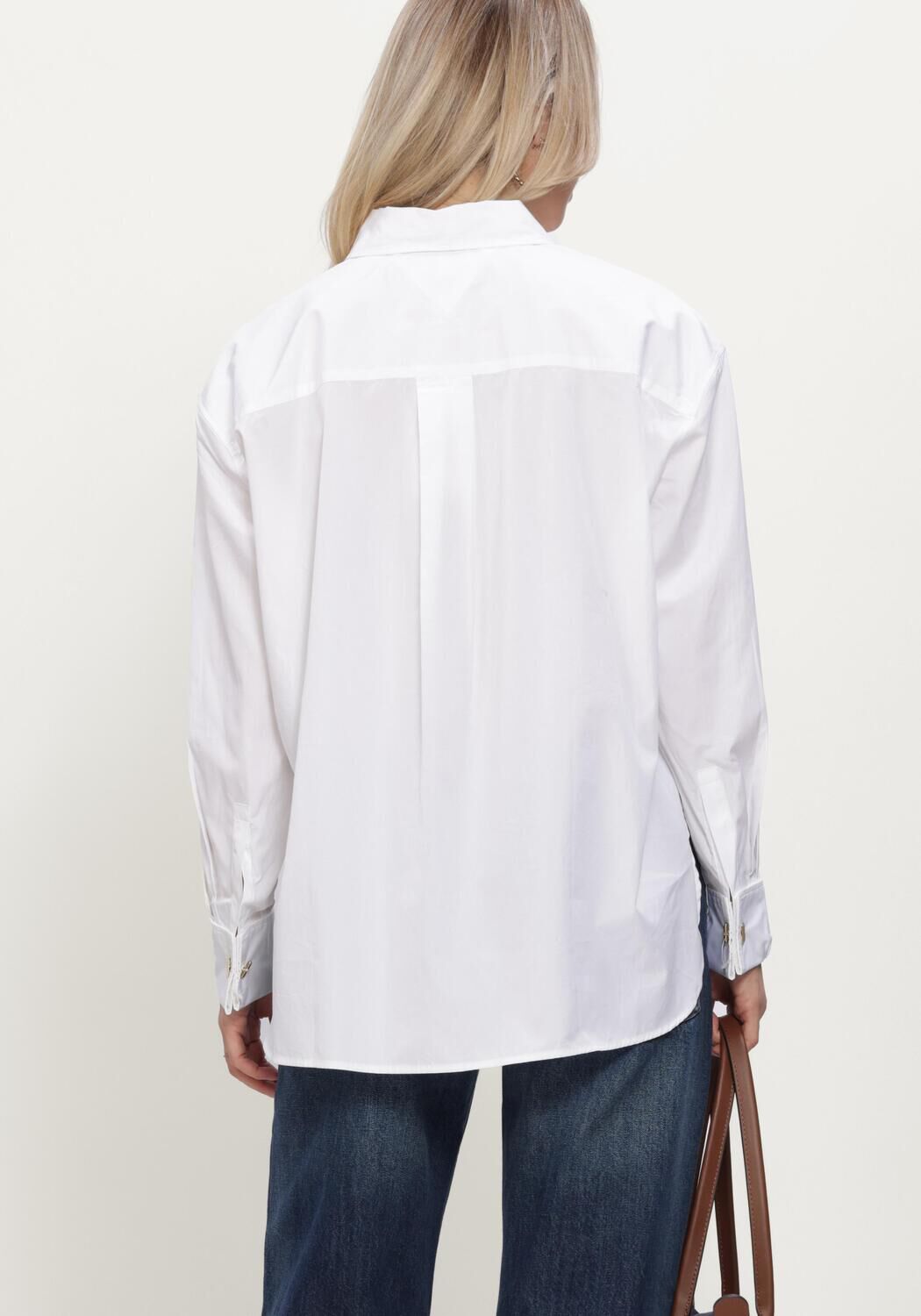 Witte TOMMY HILFIGER  POPLIN DOUBLE CUFF SHIRT - large