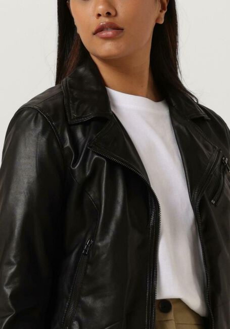 Zwarte GOOSECRAFT Leren jas MEGAN BIKER - large
