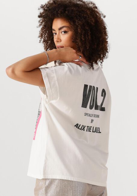 ALIX THE LABEL T-shirt LADIES KNITTED PHOTOPRINT T-SHIRT en blanc - large