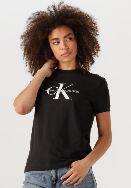 Zwarte CALVIN KLEIN T-shirt CORE MONOGRAM LOGO REGULAR FIT - large