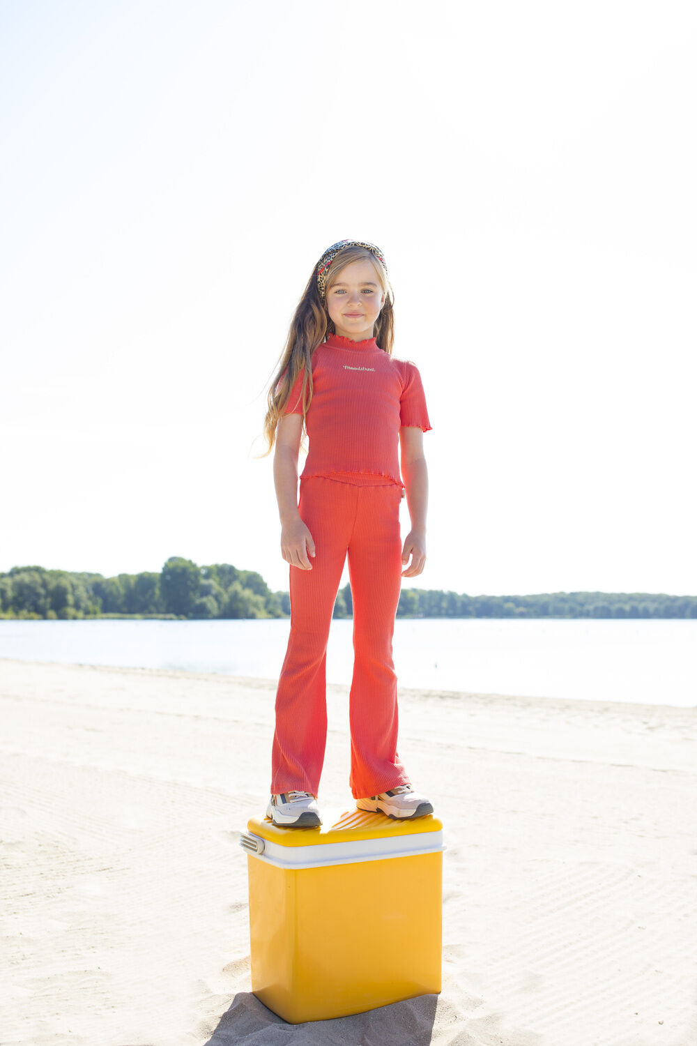 MOODSTREET Pantalon &eacute;vas&eacute; RIBKNIT FLARED PANTS Corail - large