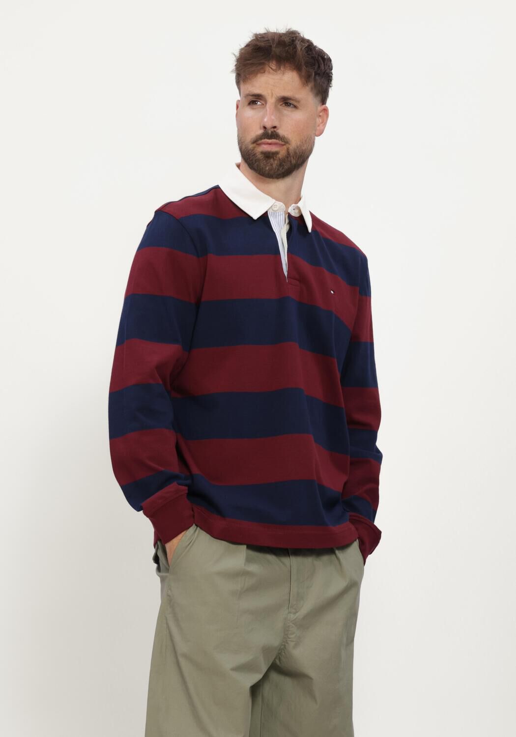 Donkerblauwe TOMMY HILFIGER Sporttruien ESSENTIAL STRIPE RUGBY - large
