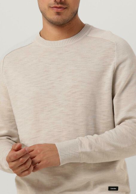 CALVIN KLEIN Pull SLUB TEXTURE SWEATER en beige - large