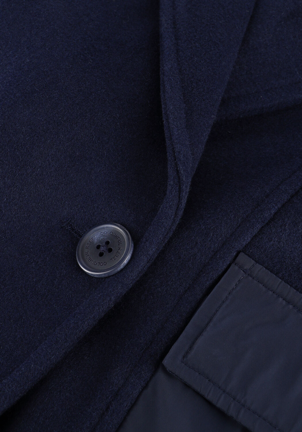 Donkerblauwe COLOURFUL REBEL Mantel ADA CONTRAST WOOL LONG COAT - large