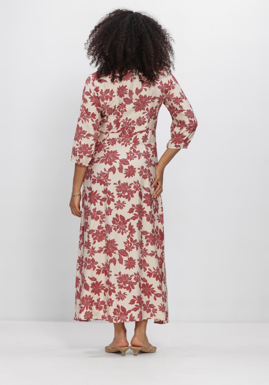 Creme MSCH COPENHAGEN Maxi jurk MSCHVILDANA 3 4 SHIRT DRESS - large