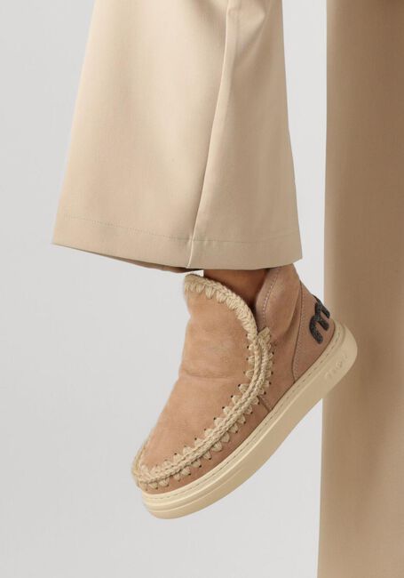 MOU Bottes fourrure ESKIMO SNEAKER BOLD GLITTER LOGO en beige - large