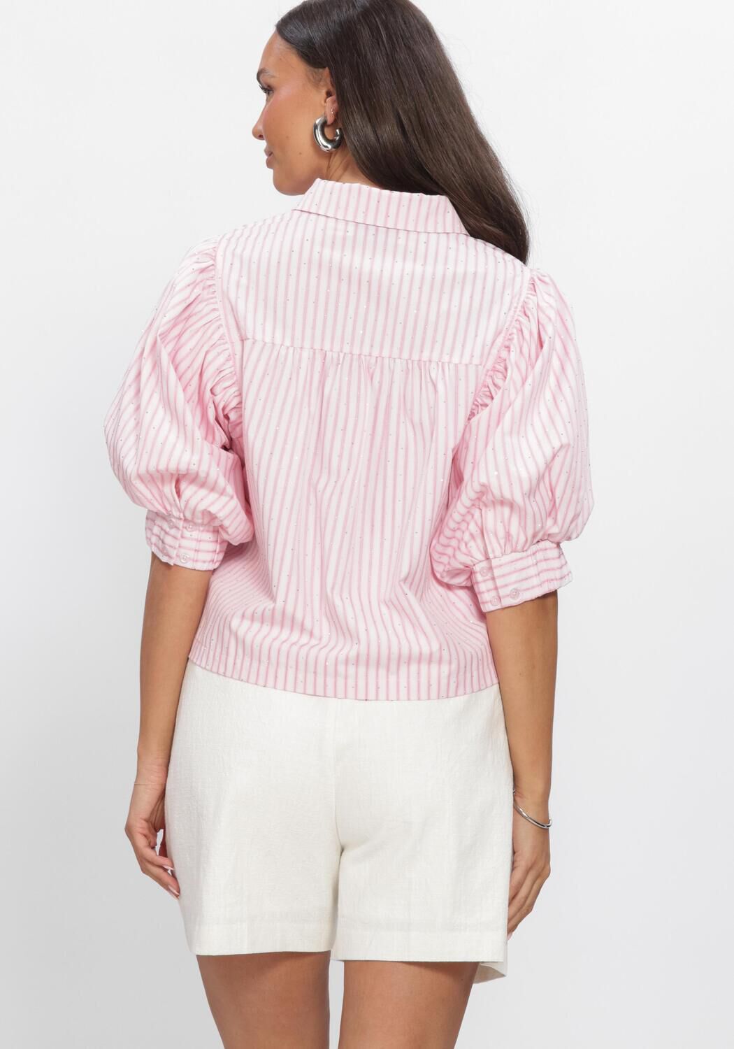 Roze NEO NOIR  ETTA SOFT STRIPE STONE SHIRT - large