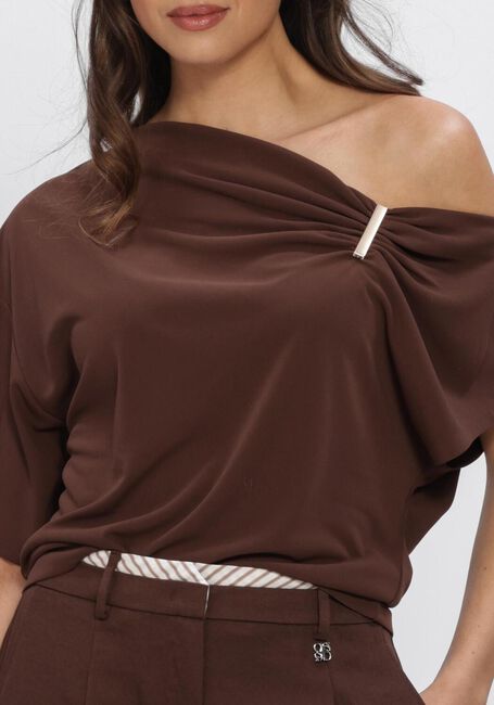 DANTE6 Haut GOU EMBELLISHED DRAPEY TOP en marron - large