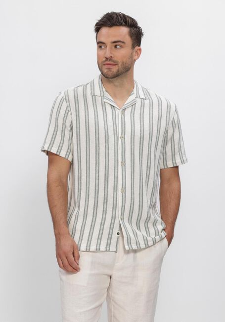 ANERKJENDT Chemise d&eacute;contract&eacute; AKLEANDER STRUC STRIPE2 SS SHIRT &Eacute;cru - large