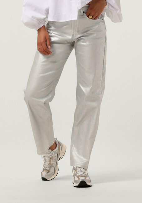 Zilveren CO'COUTURE Wijde broek SILVER STRAIGHT HIP JEANS - large