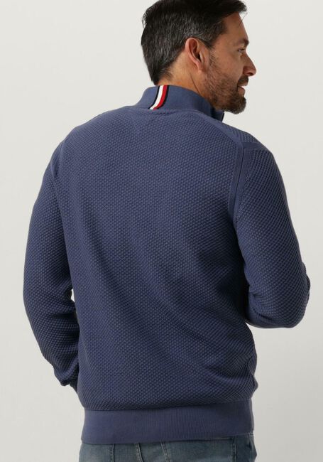 Blauwe TOMMY HILFIGER Trui OVAL STRUCTURE ZIP MOCK - large