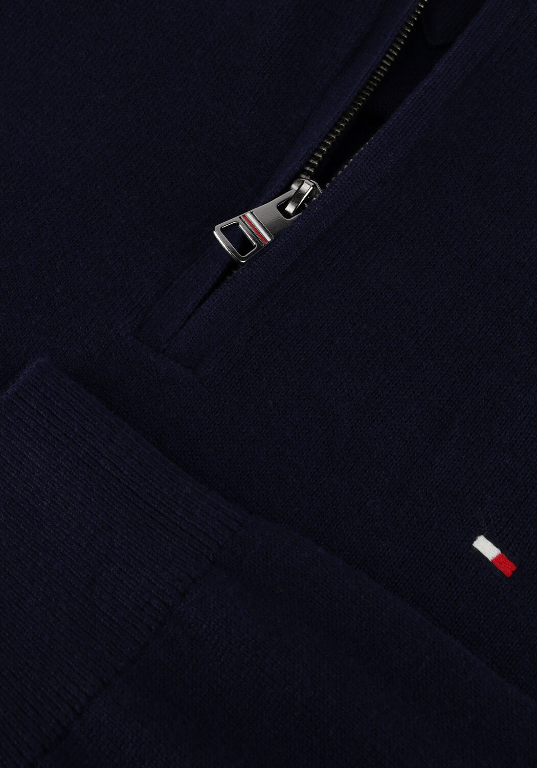 TOMMY HILFIGER Pull PIMA ORG CTN CASHMERE ZIP MOCK Bleu fonc&eacute; - large