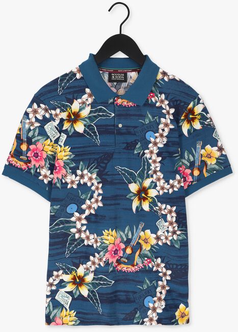 Blauwe SCOTCH & SODA Casual overhemd PRINTED PIQUE POLO IN ORGANIC COTTON - large