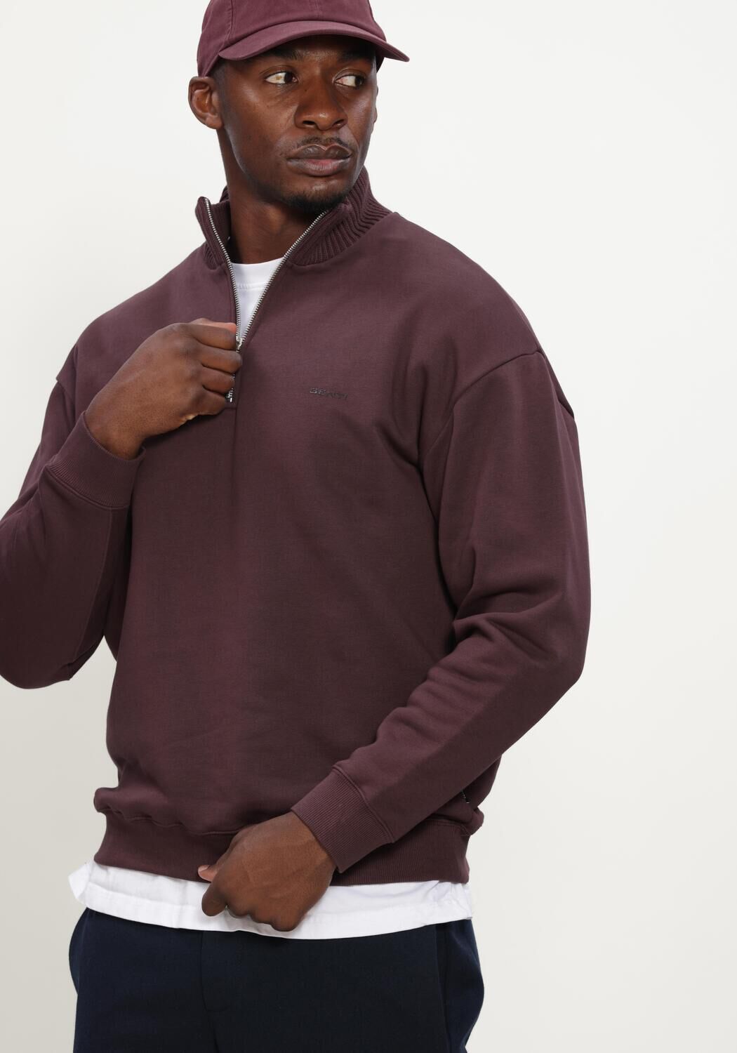GENTI Chandail HALF ZIP SWEAT Bordeaux - large
