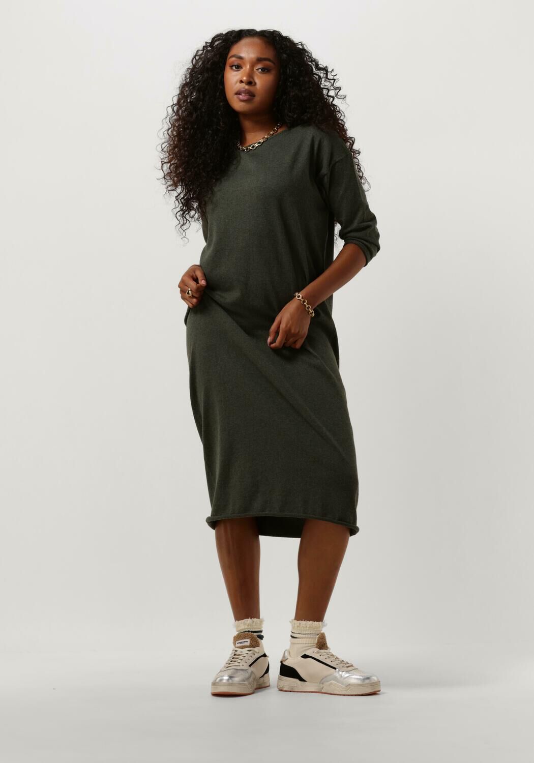 Khaki PENN INK Midi jurk W23B217 Omoda