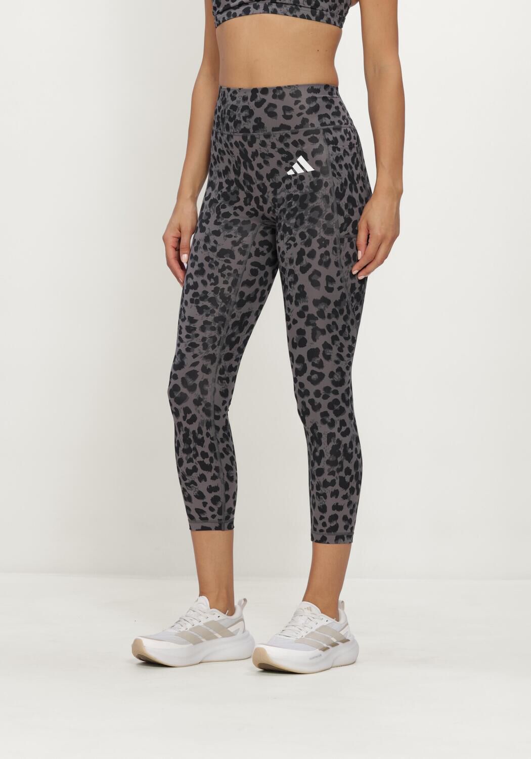 Bruine ADIDAS Sportleggings OPT ESS AOP 7/8 - large