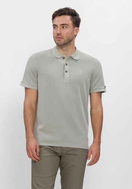 Lichtblauwe CAST IRON Polo REGULAR FIT TWO TONE WAFFLE - large