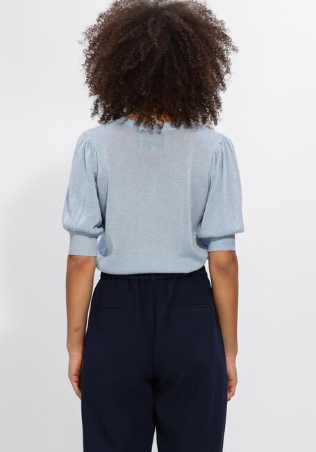 Lichtblauwe MINUS Trui MSLIVA PUFF SLEEVE METALLIC KNIT PULLOVER - large