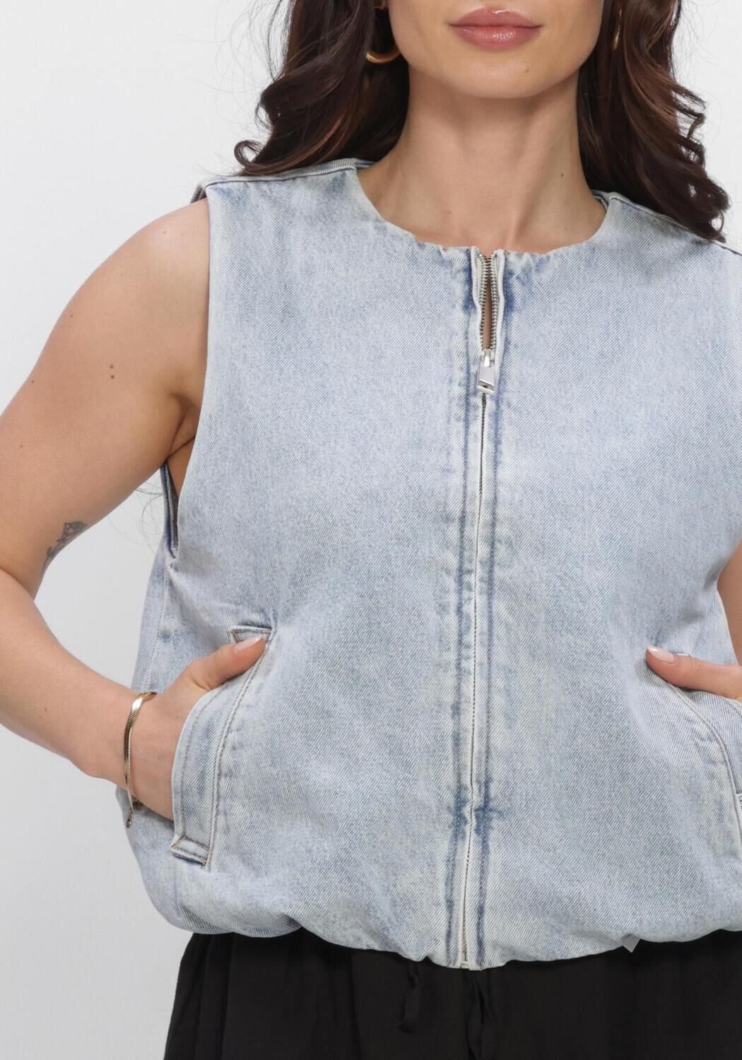 CATWALK JUNKIE Veste sans manches DENIM BALLOON BODYWARMER en bleu - large