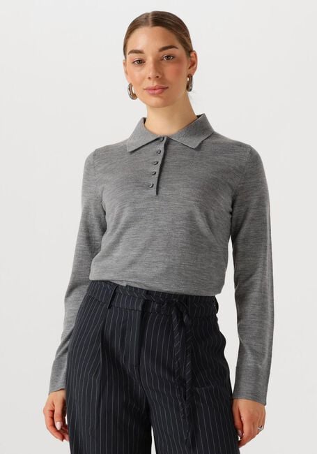 Grijze SELECTED FEMME Tops & T-shirts SLFTHEA LS KNIT MERINO COLLAR NECK - large
